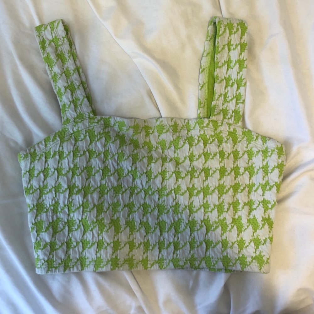 UO LIME GINGHAM CROP